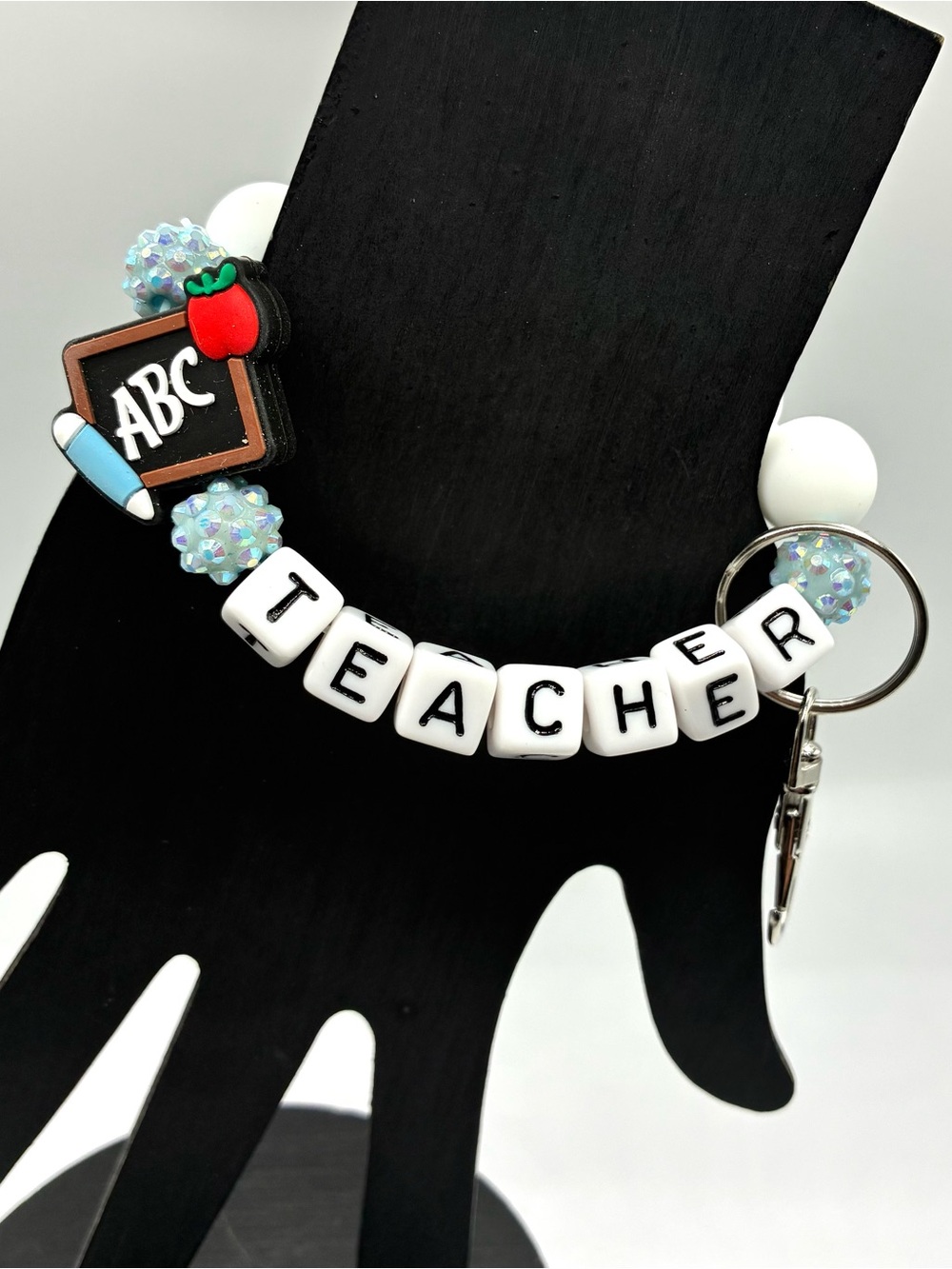 Teacher Beaded Stretch Keychain Bracelet